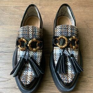 Woven Tweed Tassel Loafers with Gold Ring Detail - Circe by Sam Edelman-6